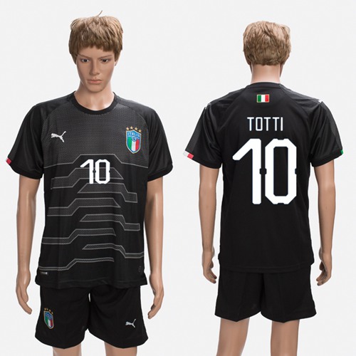 Italy #10 Totti Black Goalkeeper Soccer Country Jersey - Click Image to Close